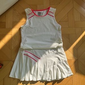 Lucky I love - the whites mesh love skirt/matching top with pink